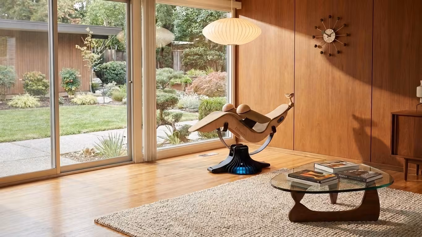 Stapes FlowSt8 chair in a garden room, in use during a session